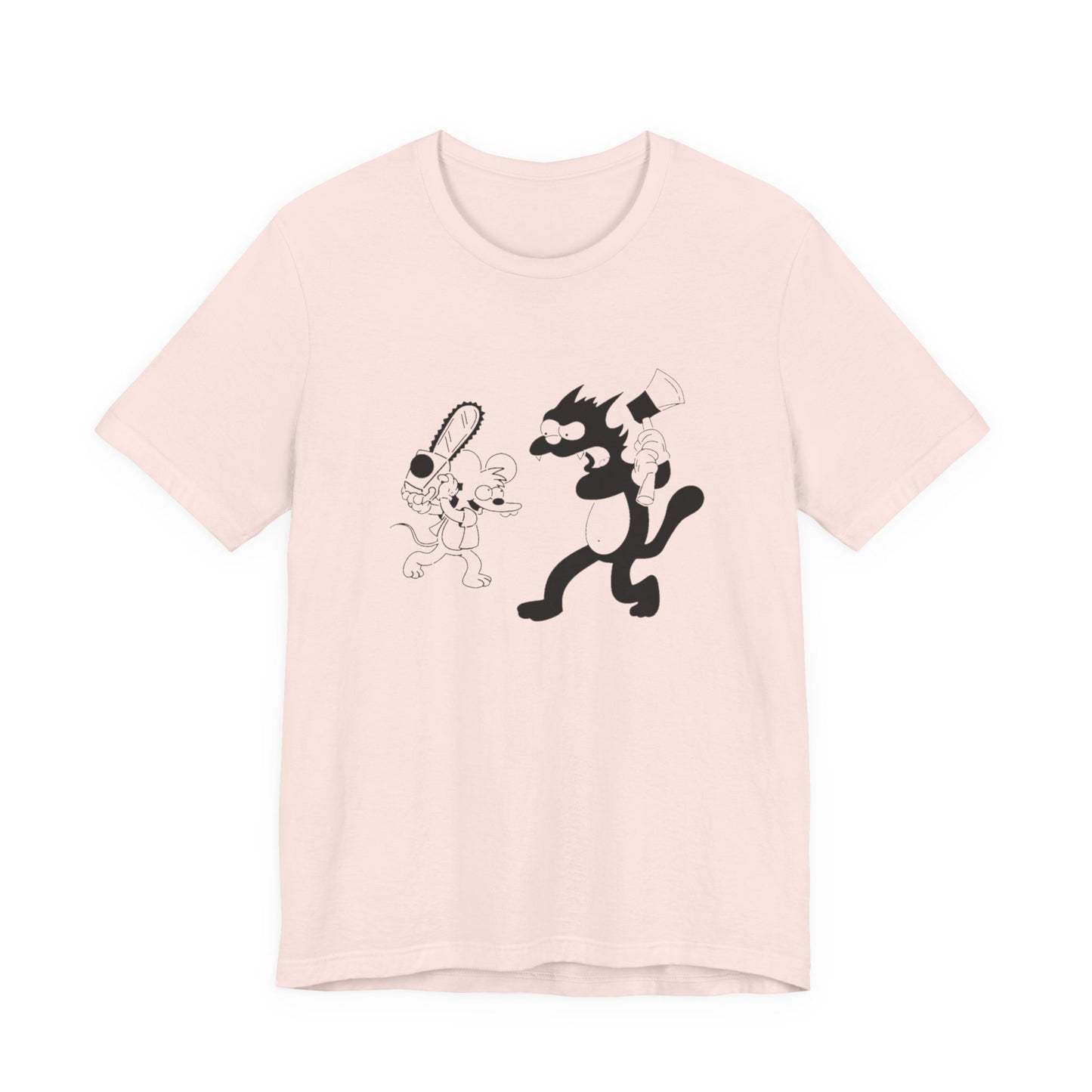 The Itchiest Scratchiest t-shirt in Soft Pink — funny cartoon graphic, Bella+Canvas 3001