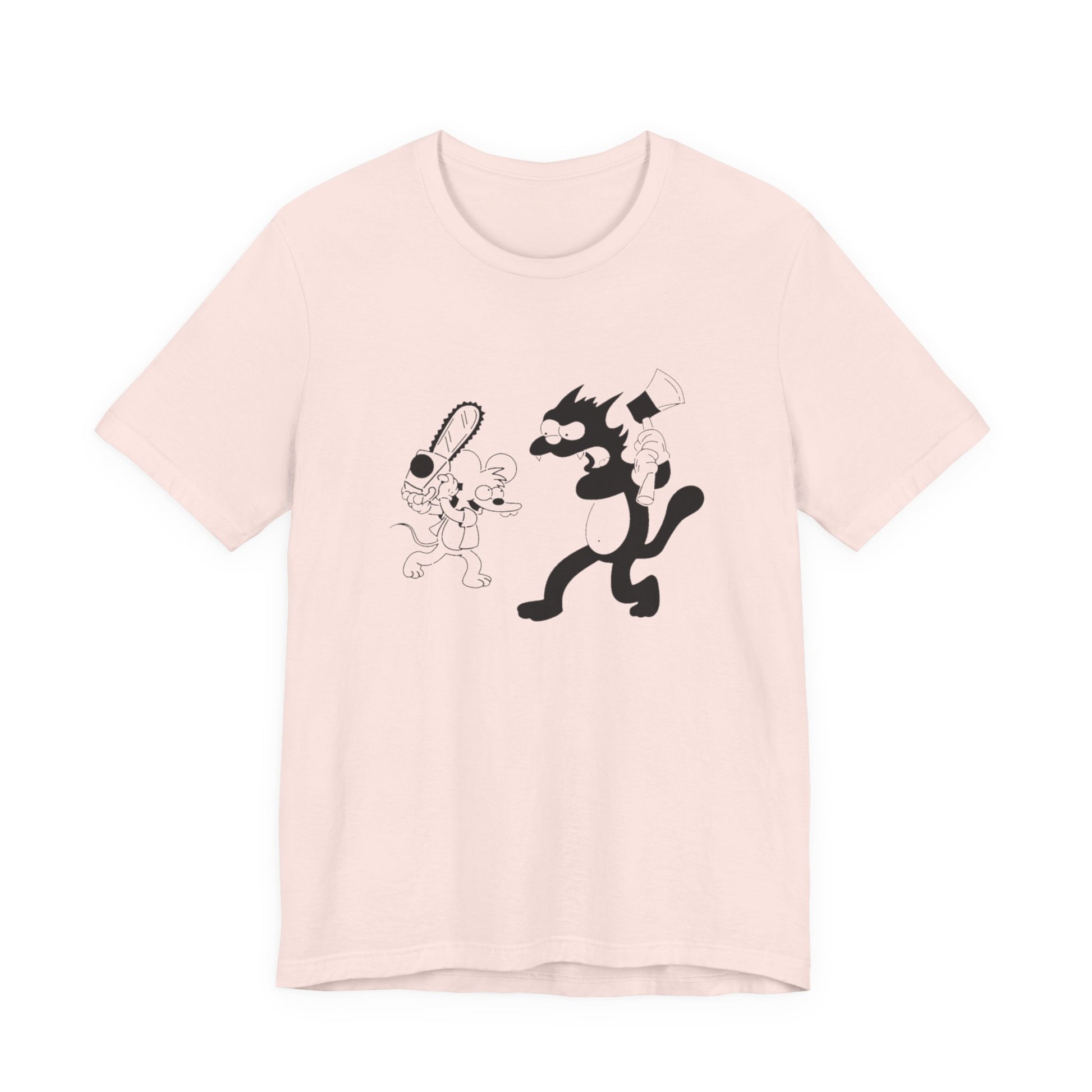 The Itchiest Scratchiest t-shirt in Soft Pink — funny cartoon graphic, Bella+Canvas 3001