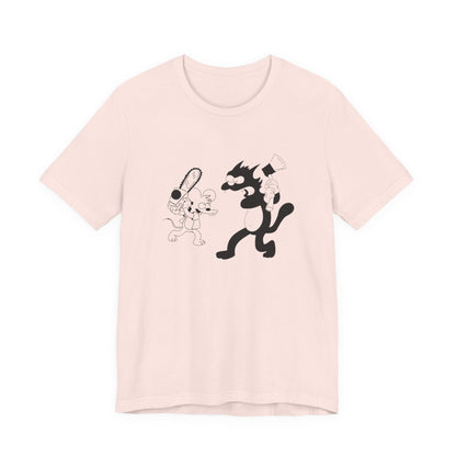 The Itchiest Scratchiest t-shirt in Soft Pink — funny cartoon graphic, Bella+Canvas 3001