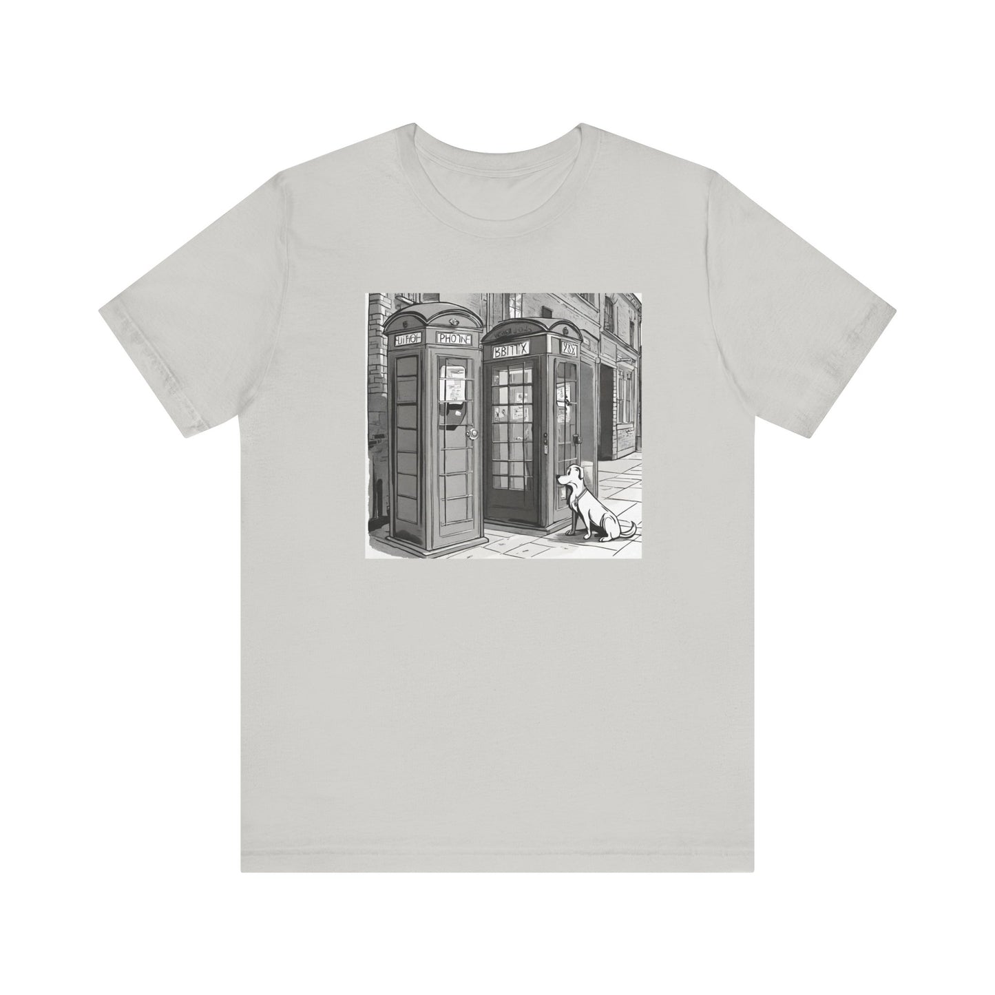 Unisex Jersey Short Sleeve T-shirt Dog and phone box - Sniff Waggle And Walk