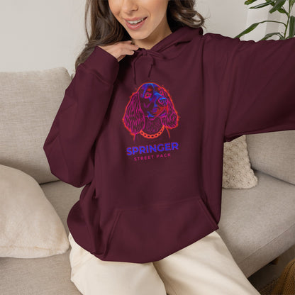 Springer Spaniel Street Pack neon hoodie unisex pullover