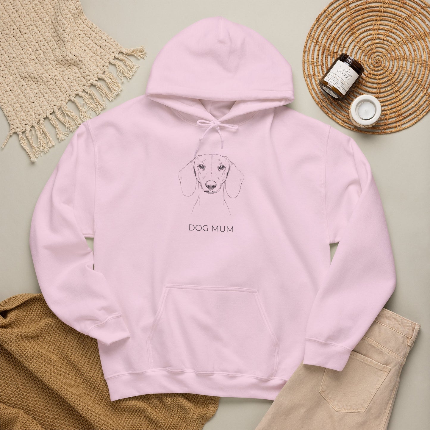 Dachshund Dog Mum Hoodie — Minimalist Line Art Unisex Pullover