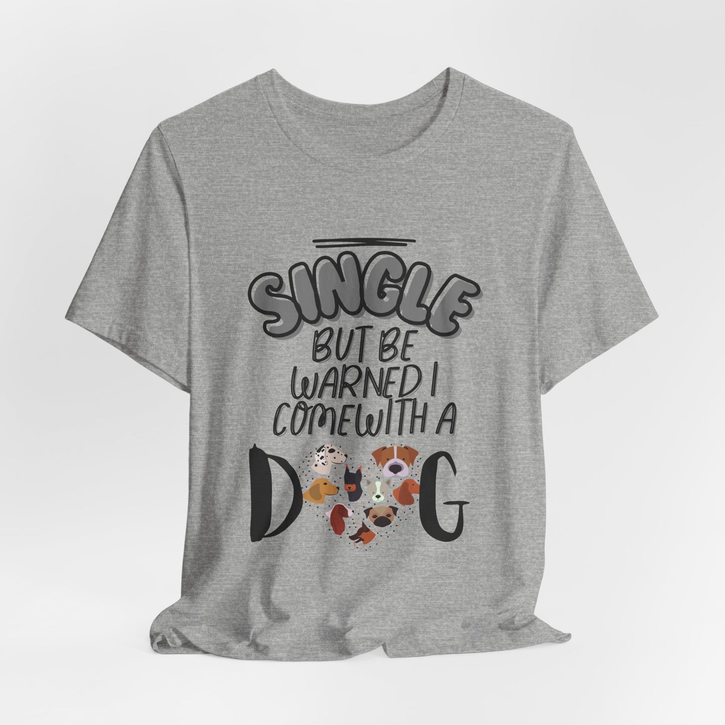 Funny single dog parent t-shirt, heart of dog faces