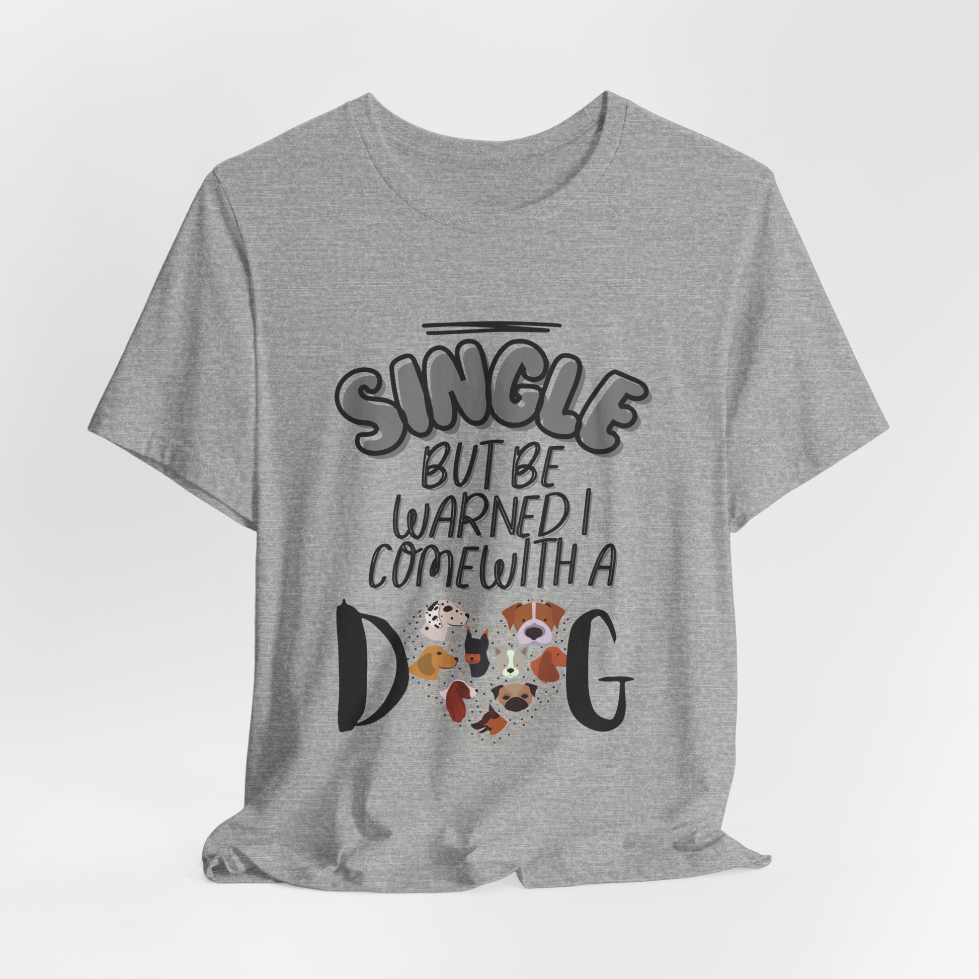 Funny single dog parent t-shirt, heart of dog faces