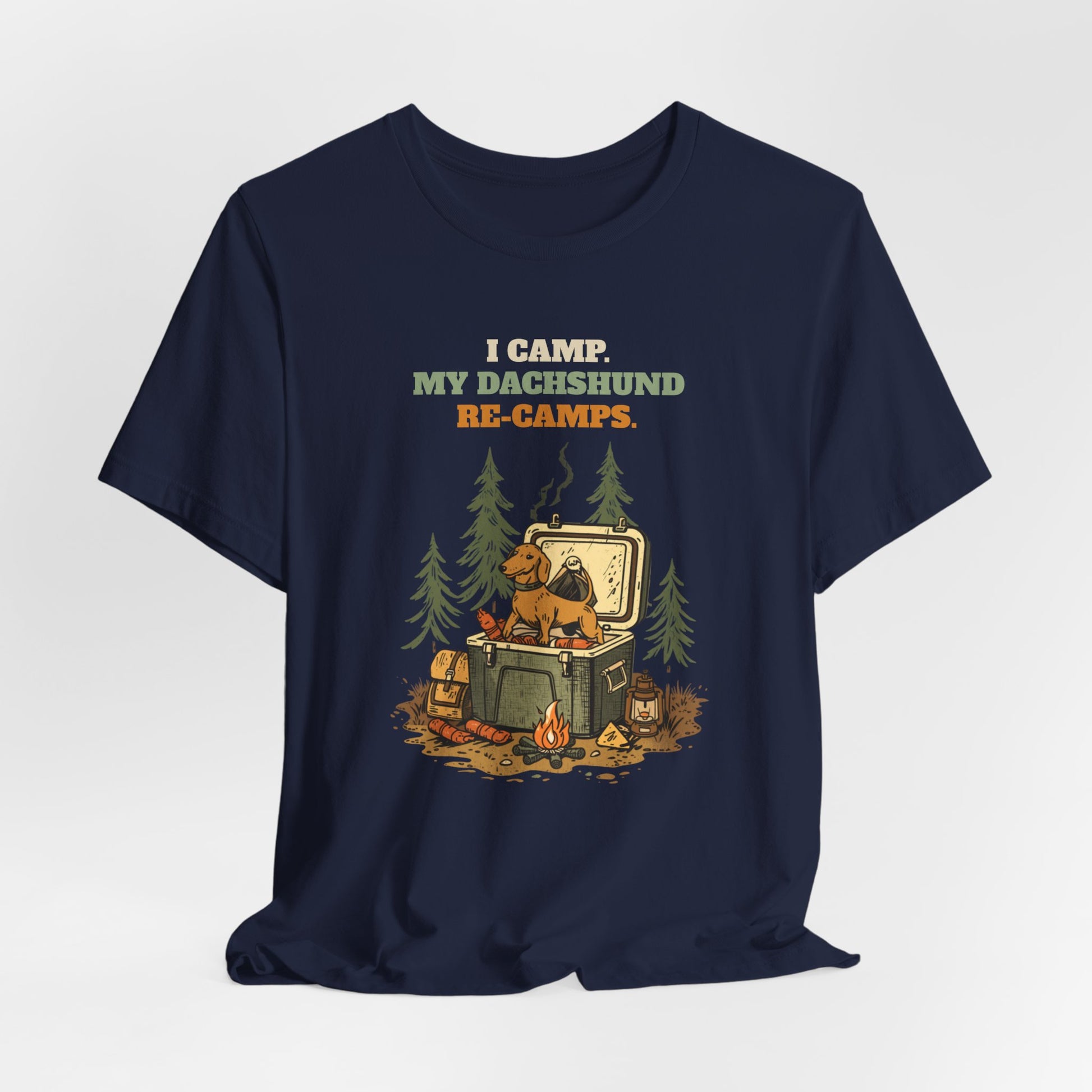 Dachshund camping tee full design view