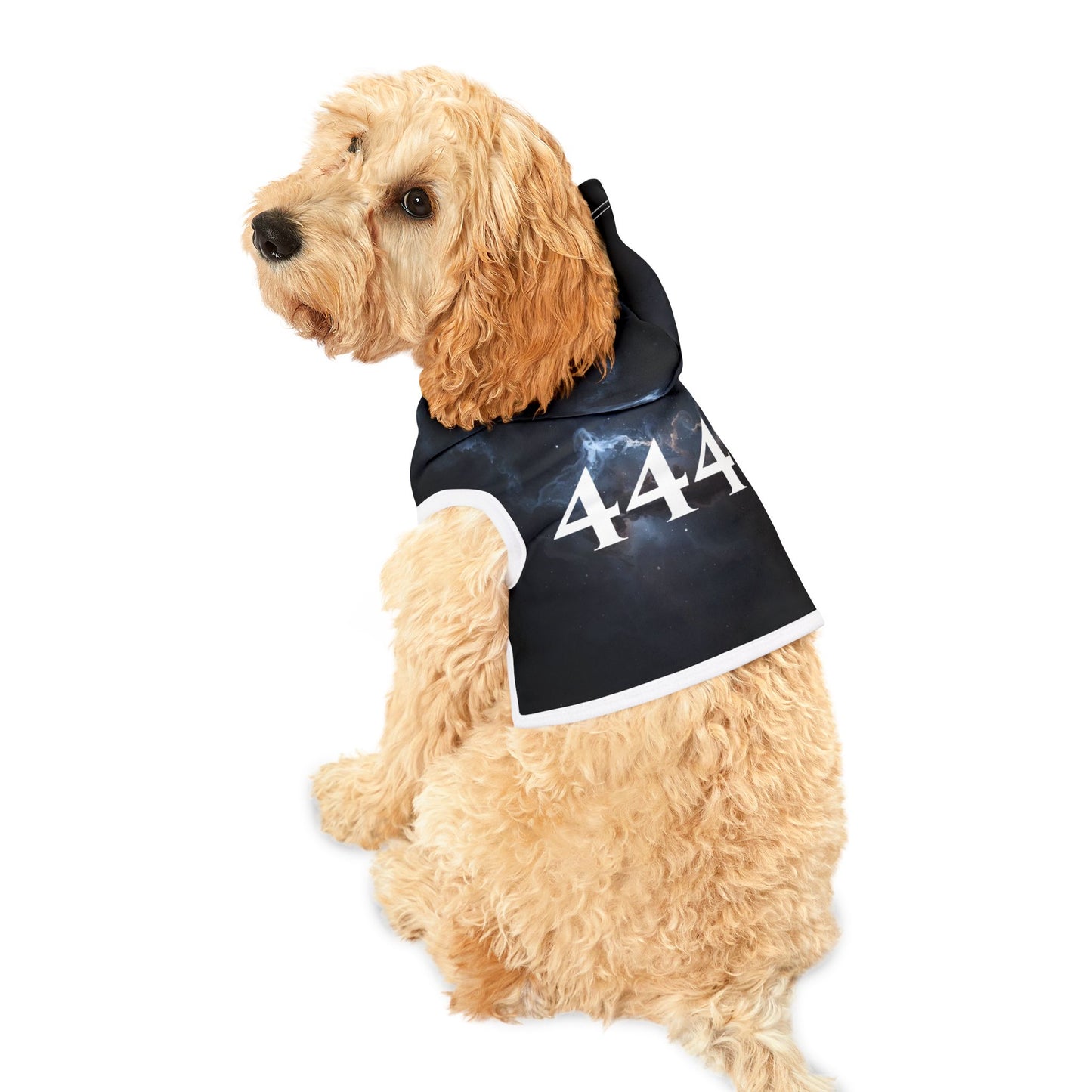 444 Cosmic Shield™ Galaxy Pet Hoodie – Angel Number Design