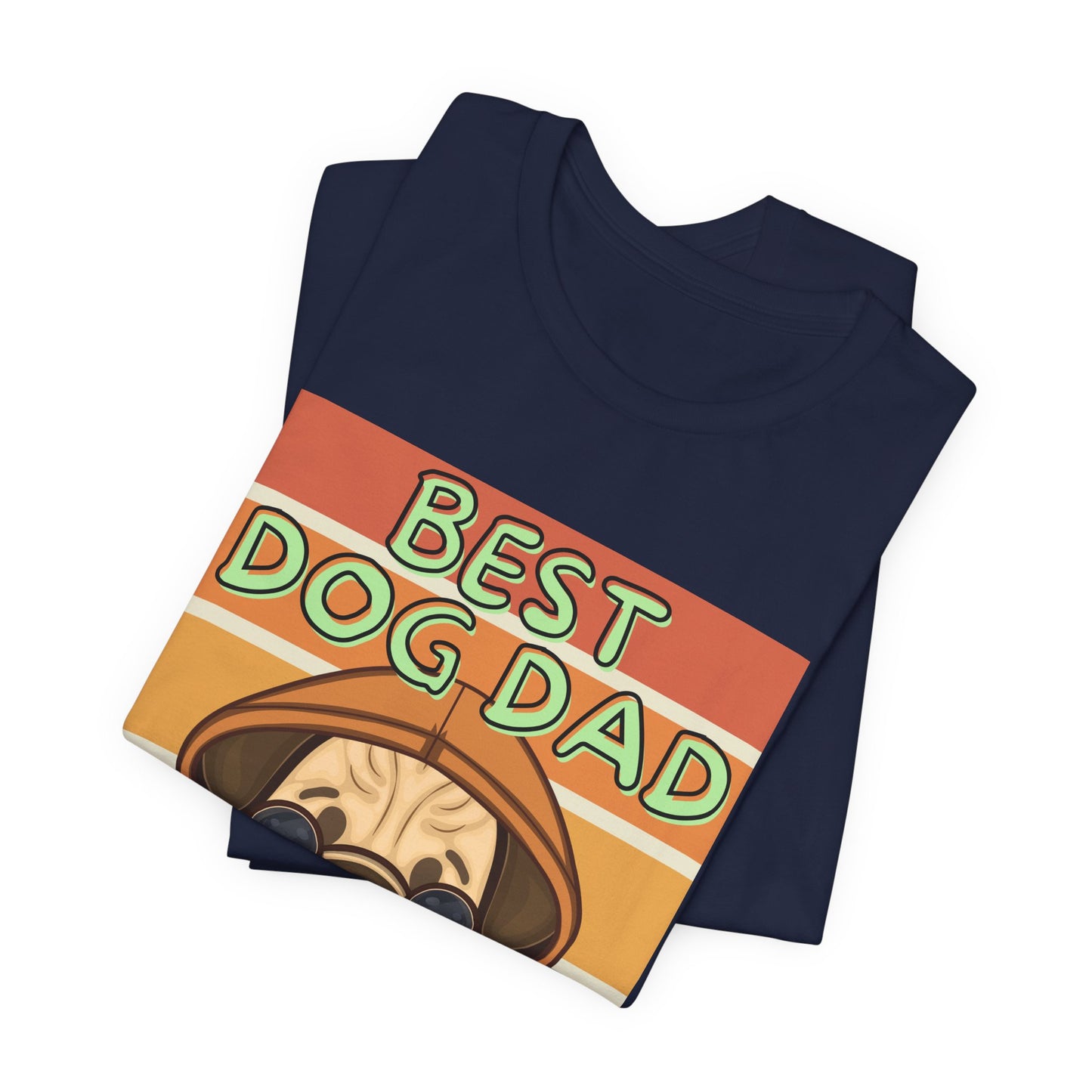 Best Dog Dad Ever T-Shirt — full retro pug dog dad print