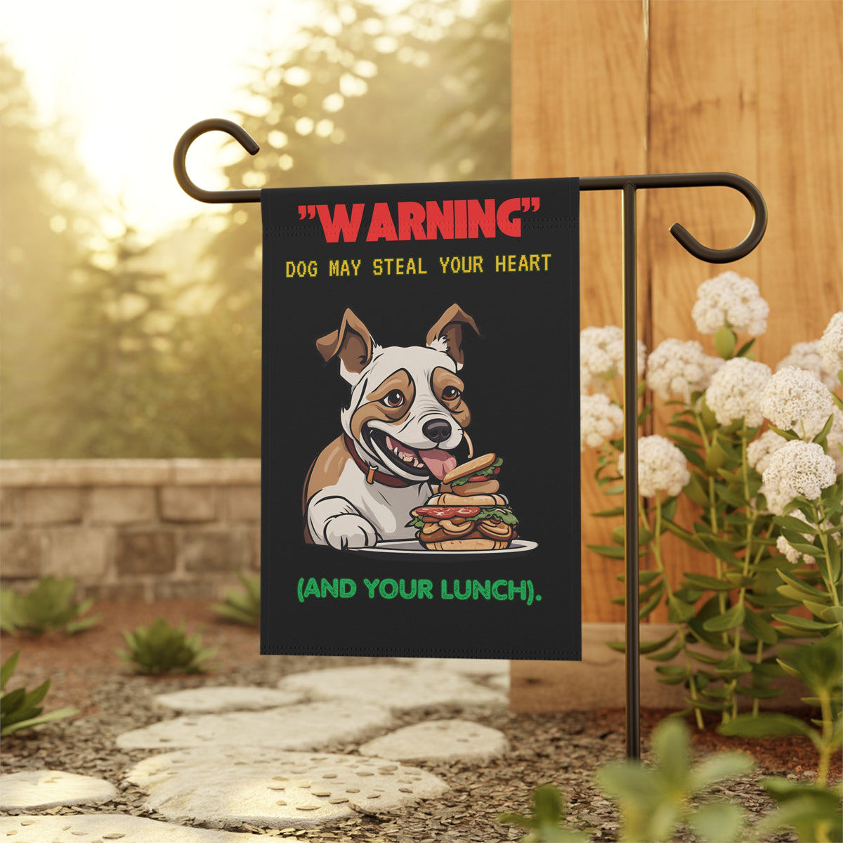 Dog May Steal Your Heart YardBark garden sign double-sided print