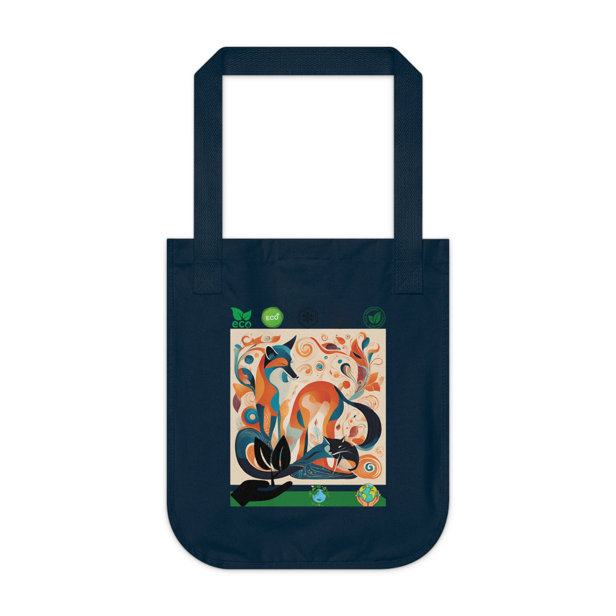 SniffWaggleNWalk™ eco friendly forest dog tote in natural colourway — side view showing gusseted base