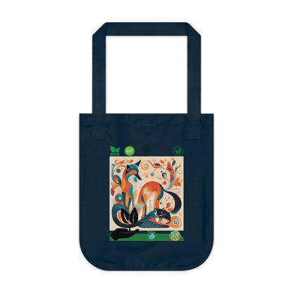 Organic Tote Bag - Eco Friendly Dog in Forest Art Design-Sniffwaggleandwalk™