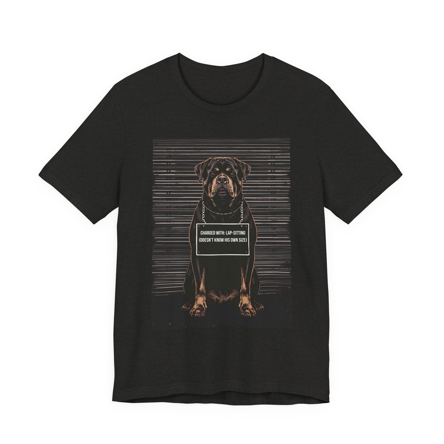 Size chart for the Rottweiler True Crime Night Shift t-shirt