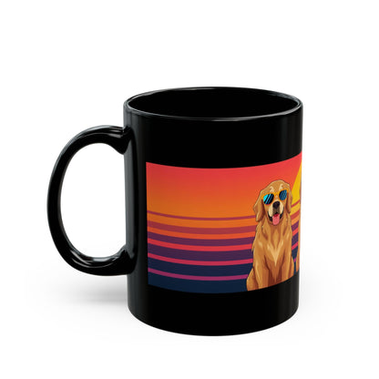 Golden Retriever retro sunglasses mug shown in hand