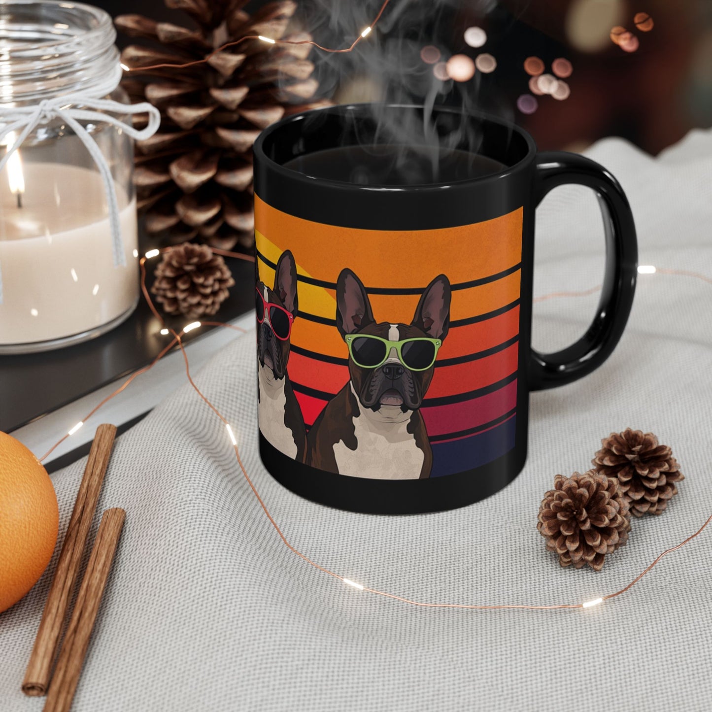 Retro staffie Sunglasses Mug — Colorful Coffee Cup (11oz/15oz)