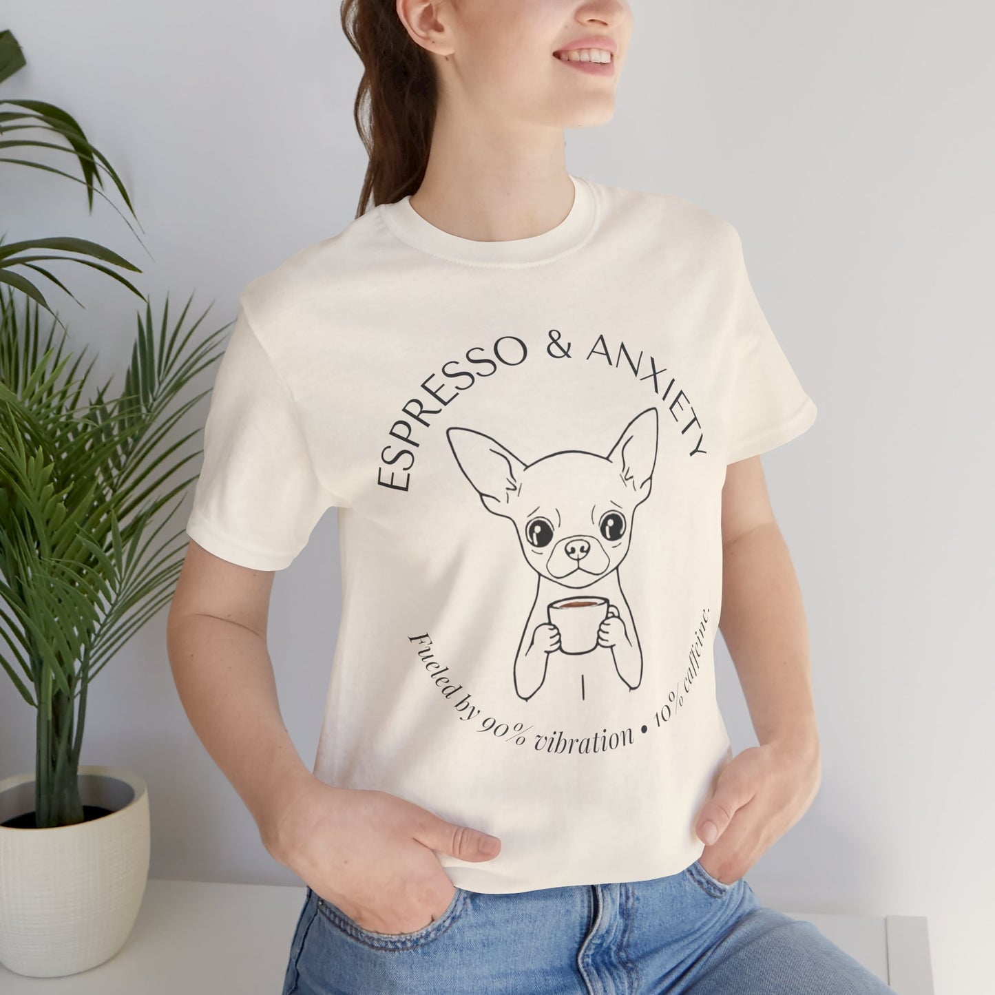 Espresso & Anxiety Chihuahua Tee — Cute Coffee Dog Graphic T-Shirt
