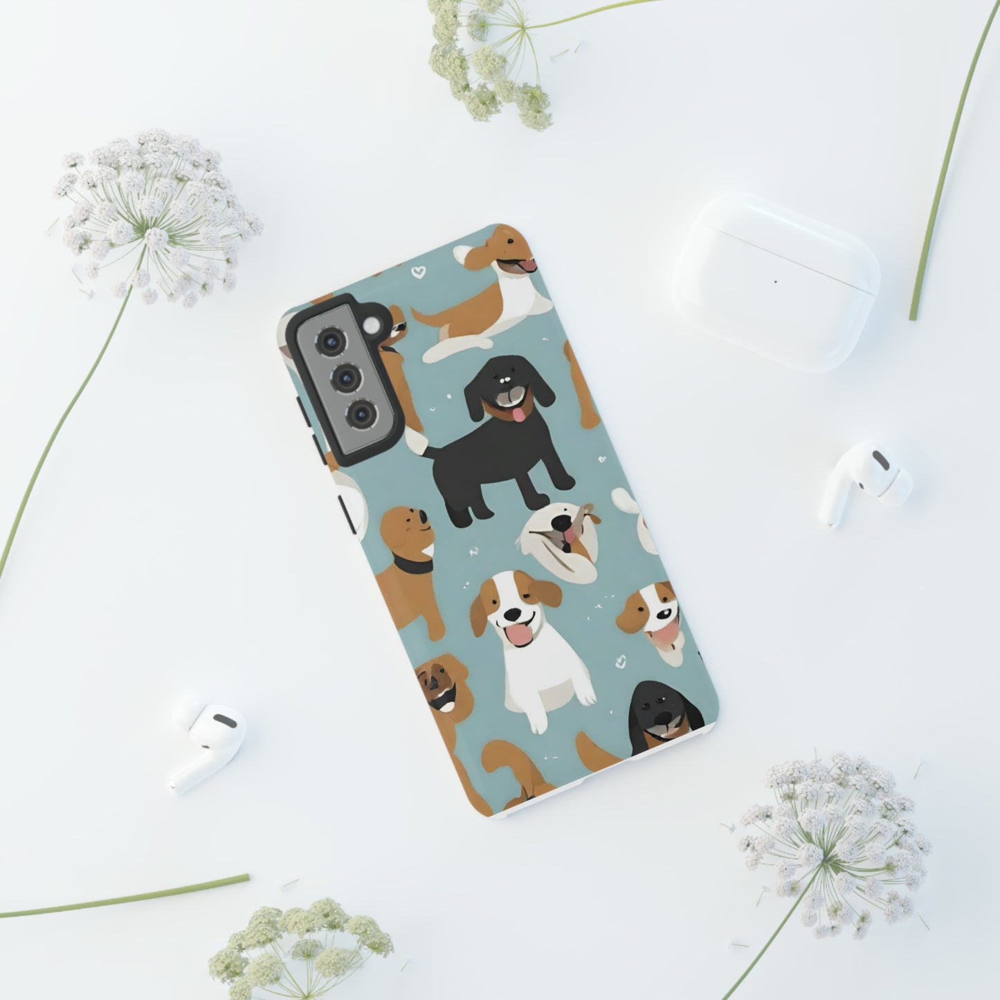 Sniffwagglendwalk™ Multi Dog Design Tough Phone Case. - Sniff Waggle And Walk