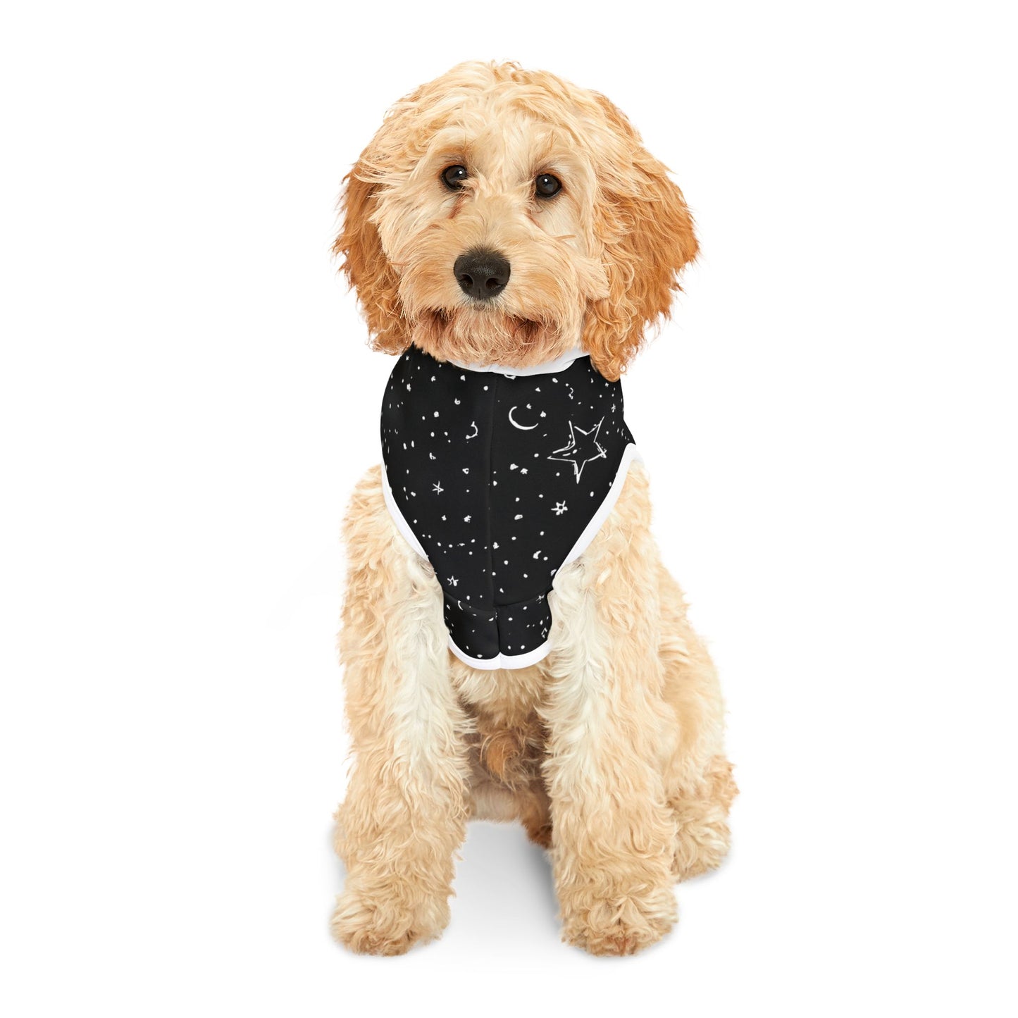 Pet Hoodie — Black 'Angel 11:11' Starry Hooded Dog Shirt