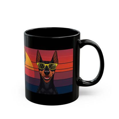 Doberman sunset mug side view with handle