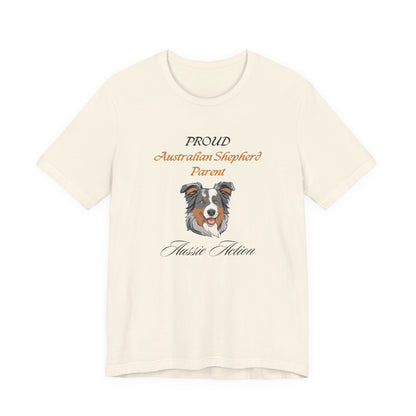 Proud Australian Shepherd Parent t-shirt in White, front view