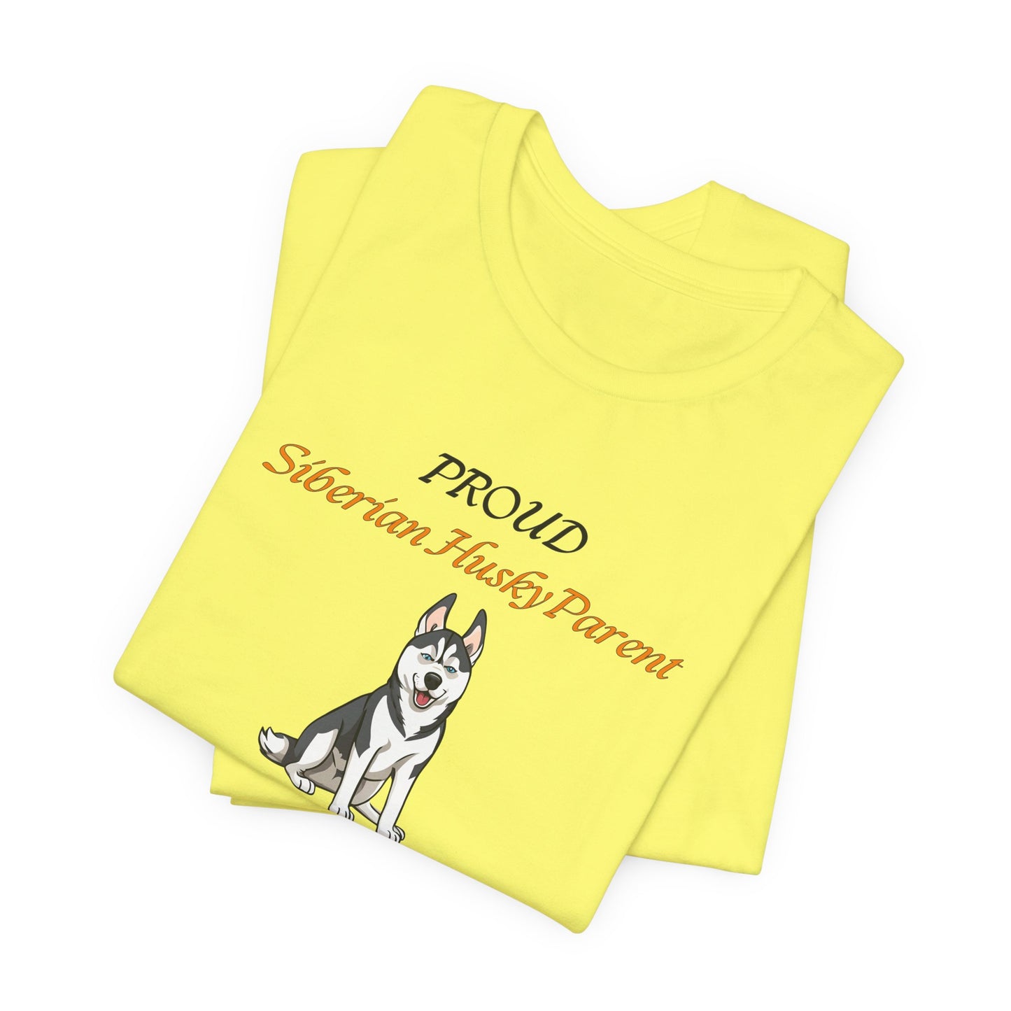 Proud Siberian Husky Parent t-shirt sleeve and neckline detail
