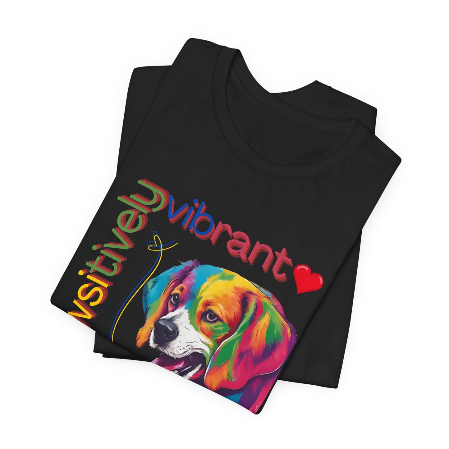 Pawsitively Vibrant T-Shirt — rainbow beagle tee detail