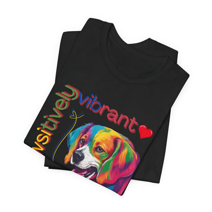 Pawsitively Vibrant T-Shirt — rainbow beagle tee detail
