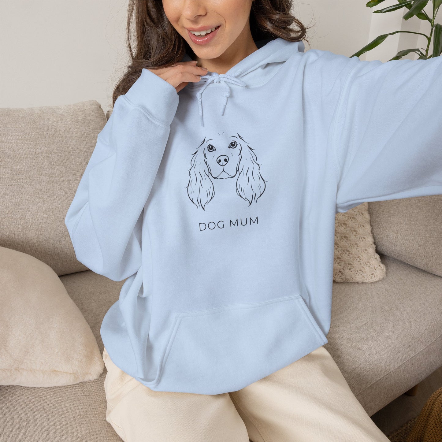 Cocker Spaniel Dog Mum hoodie sand detail