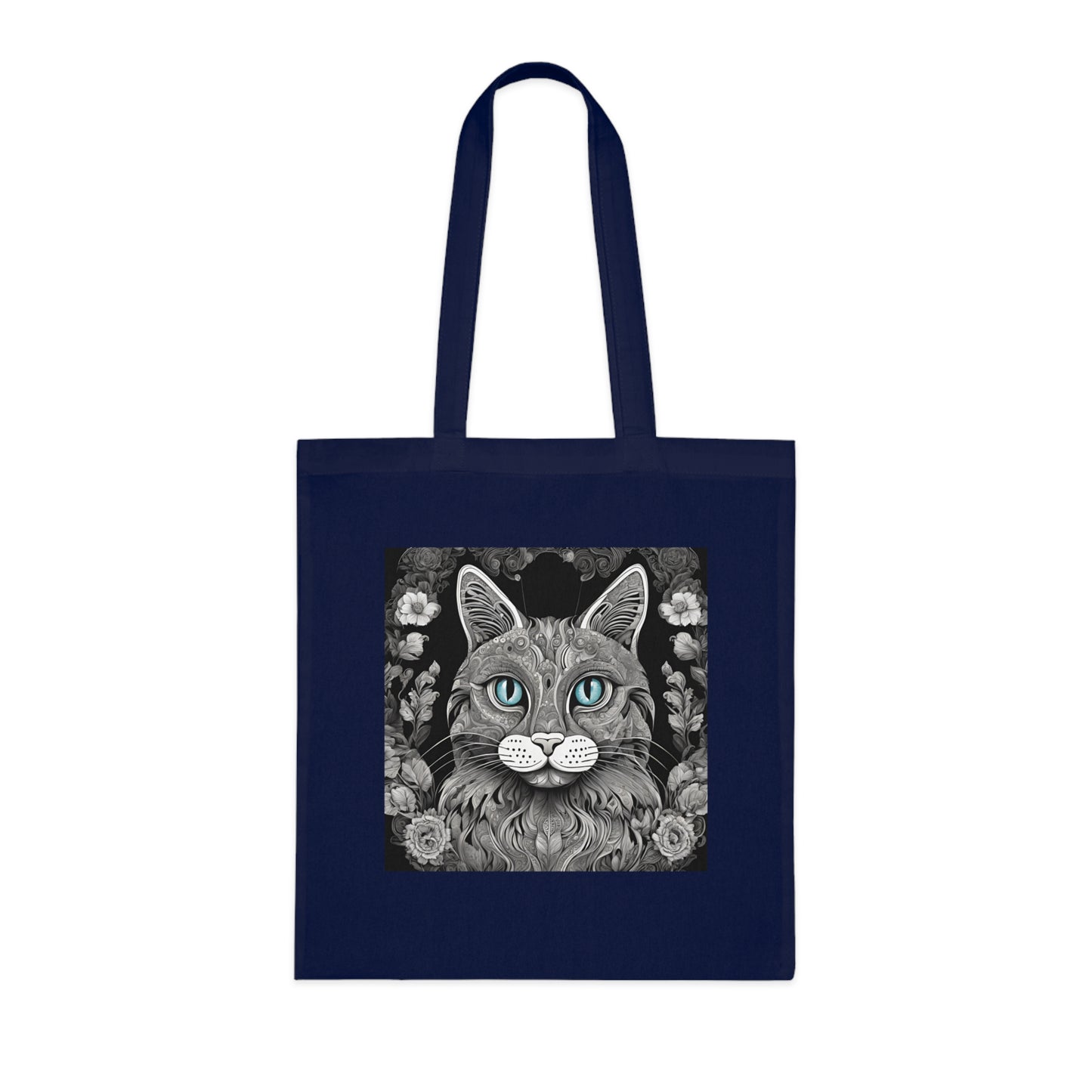 Black & White Cat Design Cotton Tote – Eco-Friendly & Stylish Carry-All!-Sniffwaggleandwalk™