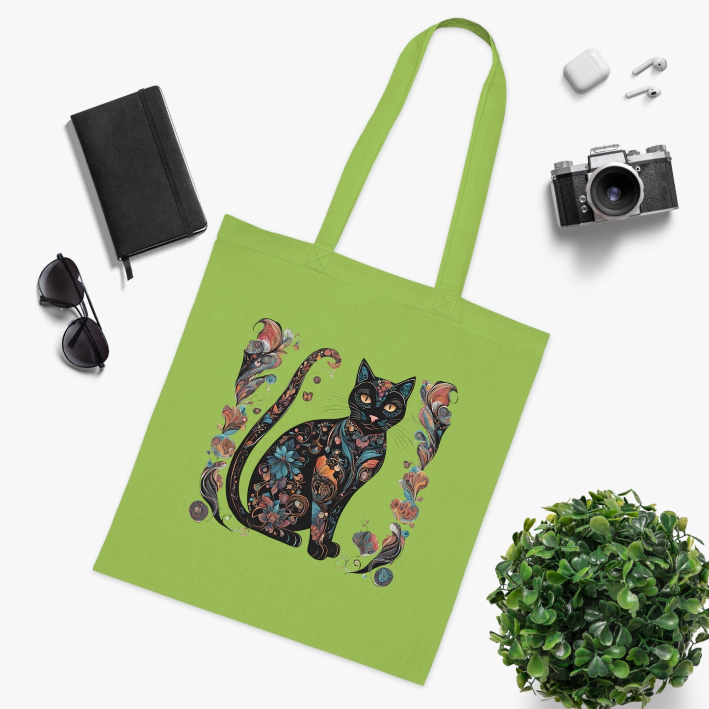 Lightweight Cotton Tote Bag with Adorable Cat Design – Eco-Friendly & Stylish!-Sniffwaggleandwalk™