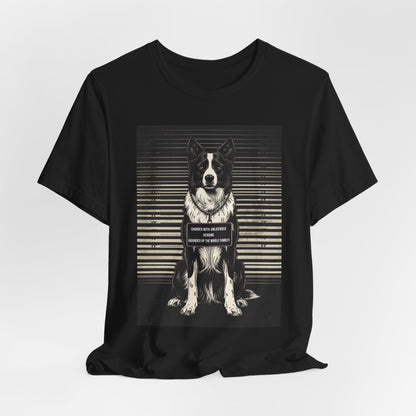 Border Collie True Crime Night Shift t-shirt colour options, black, dark grey heather, black heather