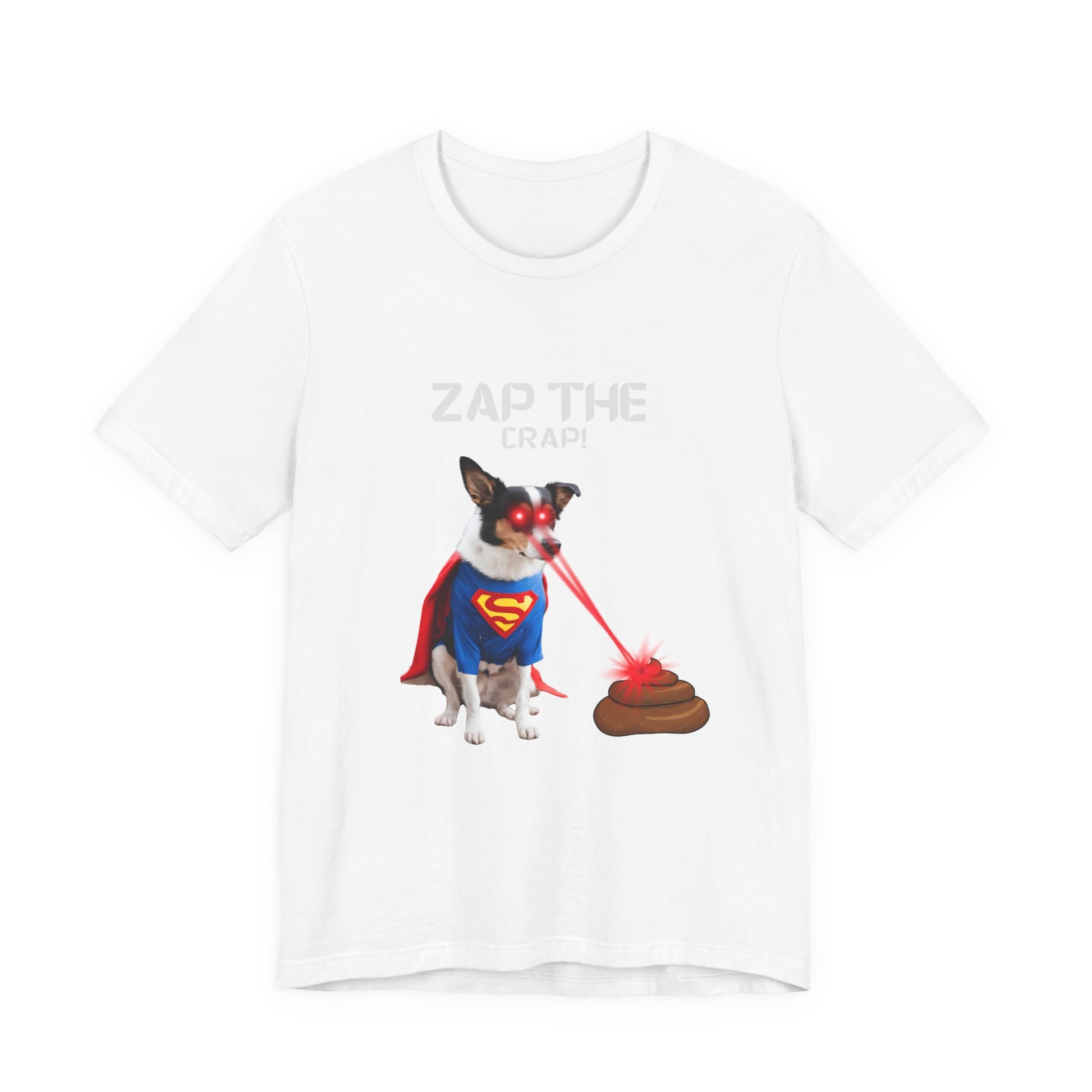 Laser Poo Edition funny dog tee — Black, front view, Bella+Canvas unisex t-shirt