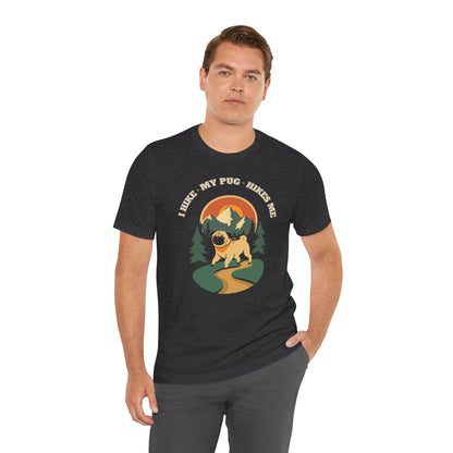 Navy I Hike My Pug Hikes Me retro mountain t-shirt