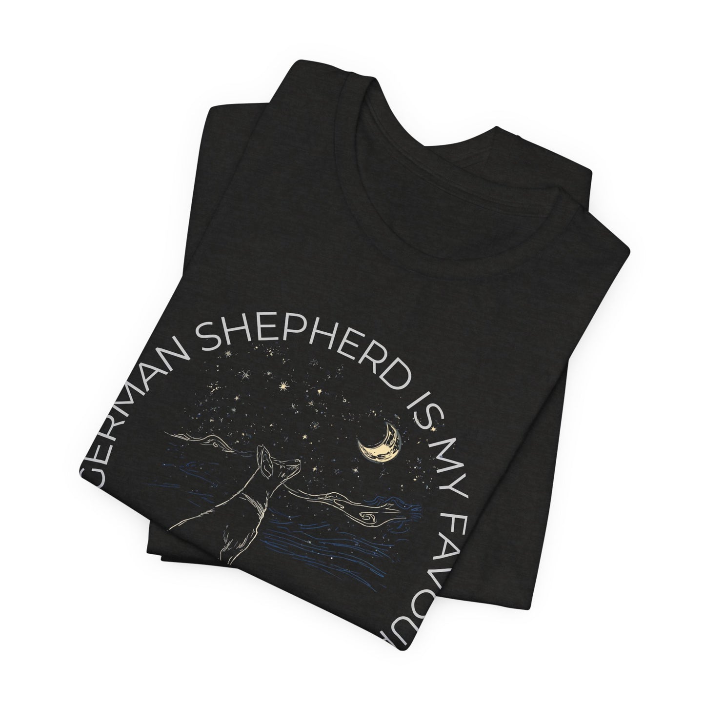 Cosmic Companion T-Shirt — “My German Shepherd Is My Favorite” Moon & Stars Tee