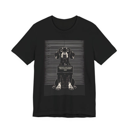 Dachshund True Crime Night Shift t-shirt, black, back view