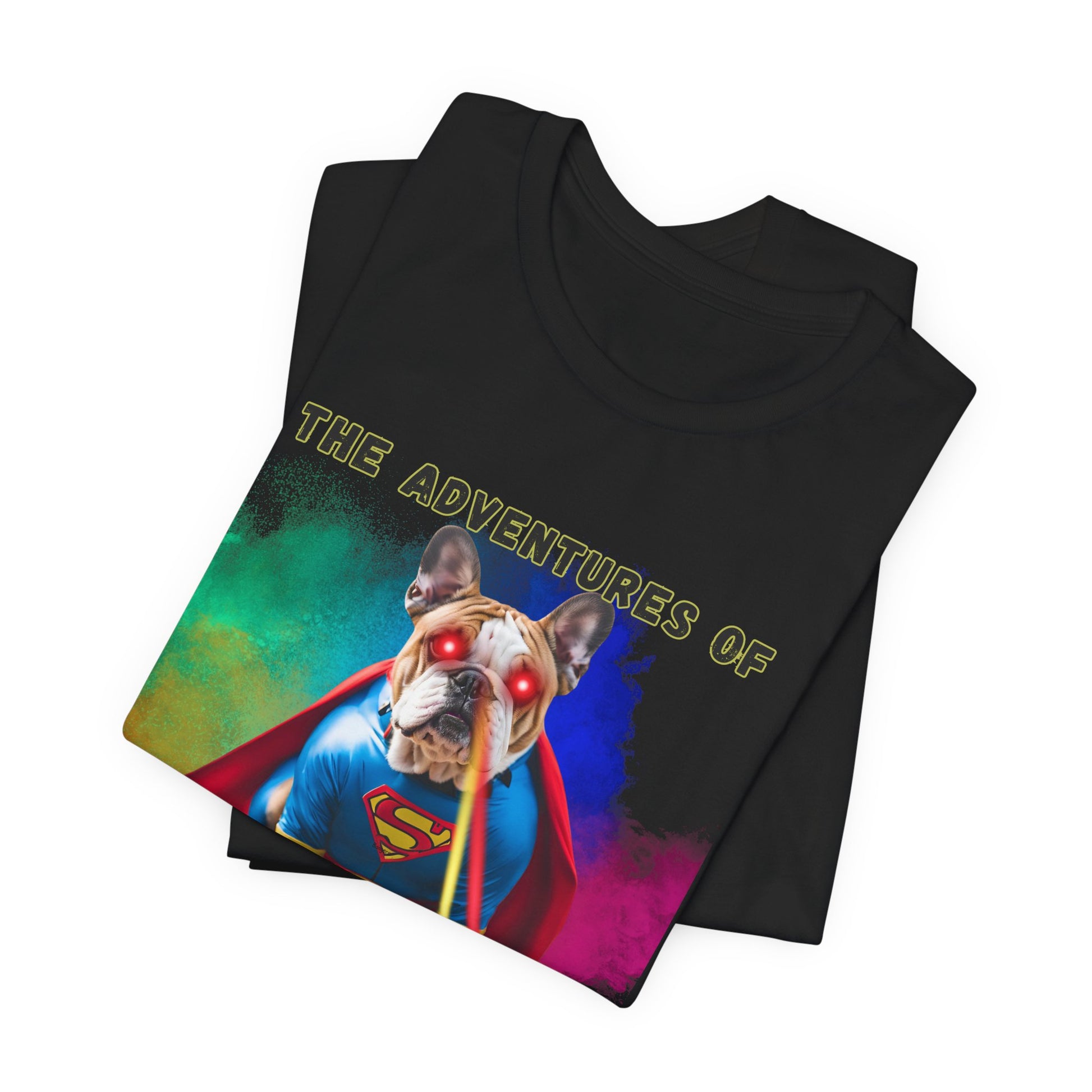 Bulldog Club Paws of Steel T-Shirt — Red model shot, Bella+Canvas unisex retail fit — SniffWaggleNWalk™