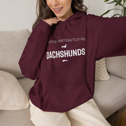 Dachshund lover hoodie hood and drawstring detail