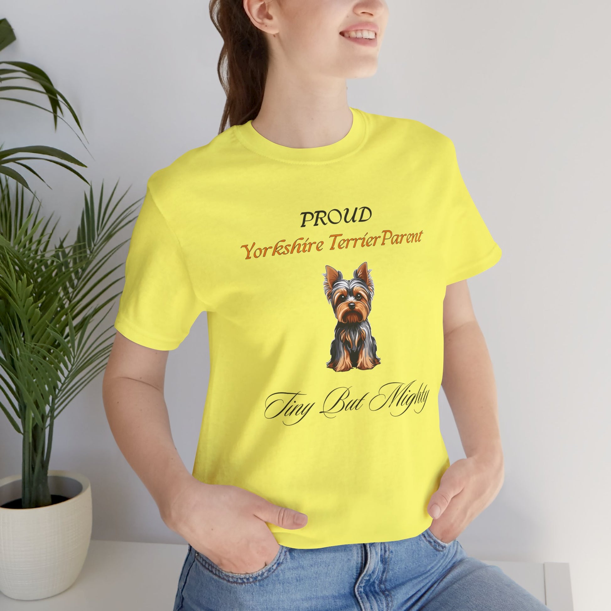 Proud Yorkshire Terrier Parent t-shirt White colour close-up detail