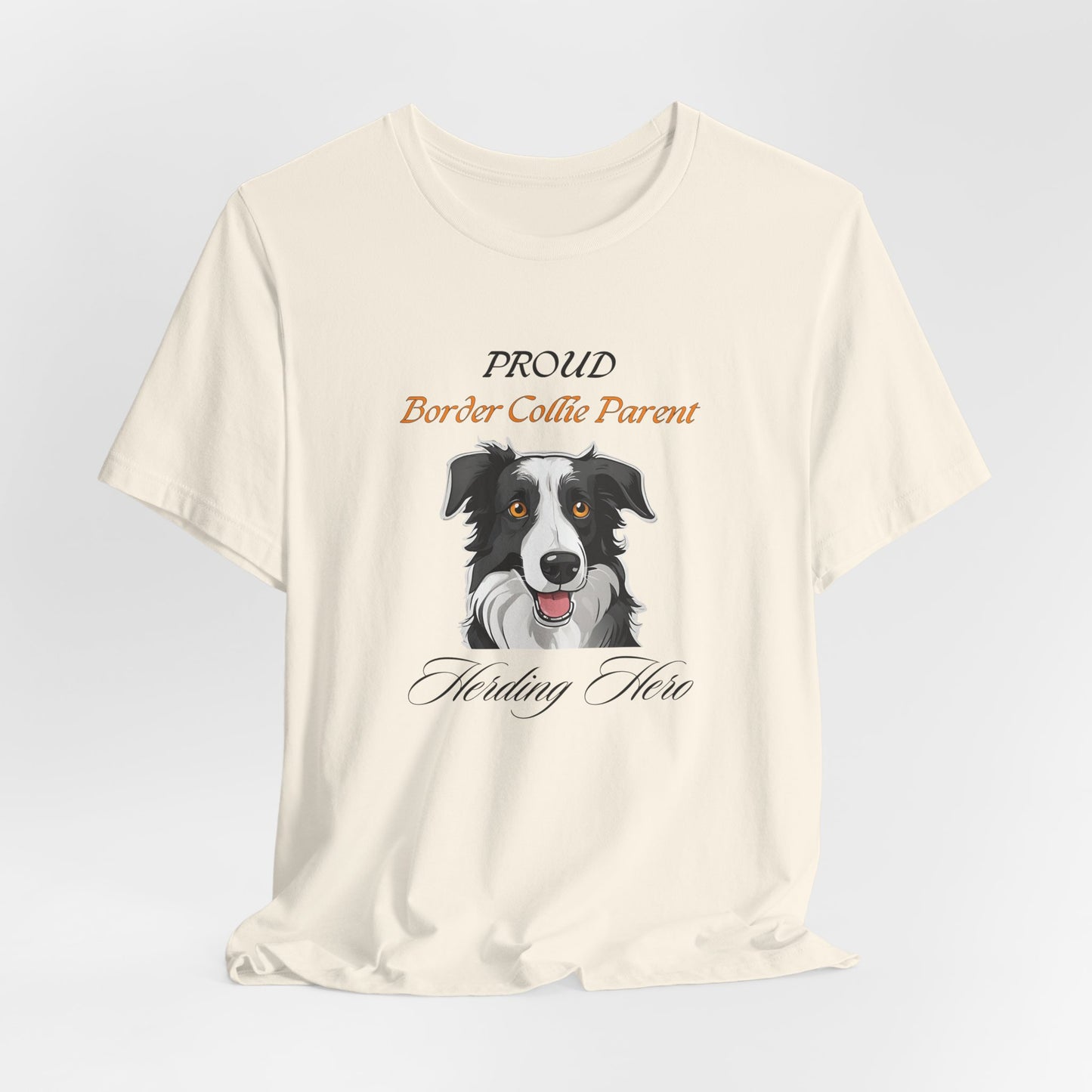 Proud Border Collie Parent t-shirt in Yellow, flat lay