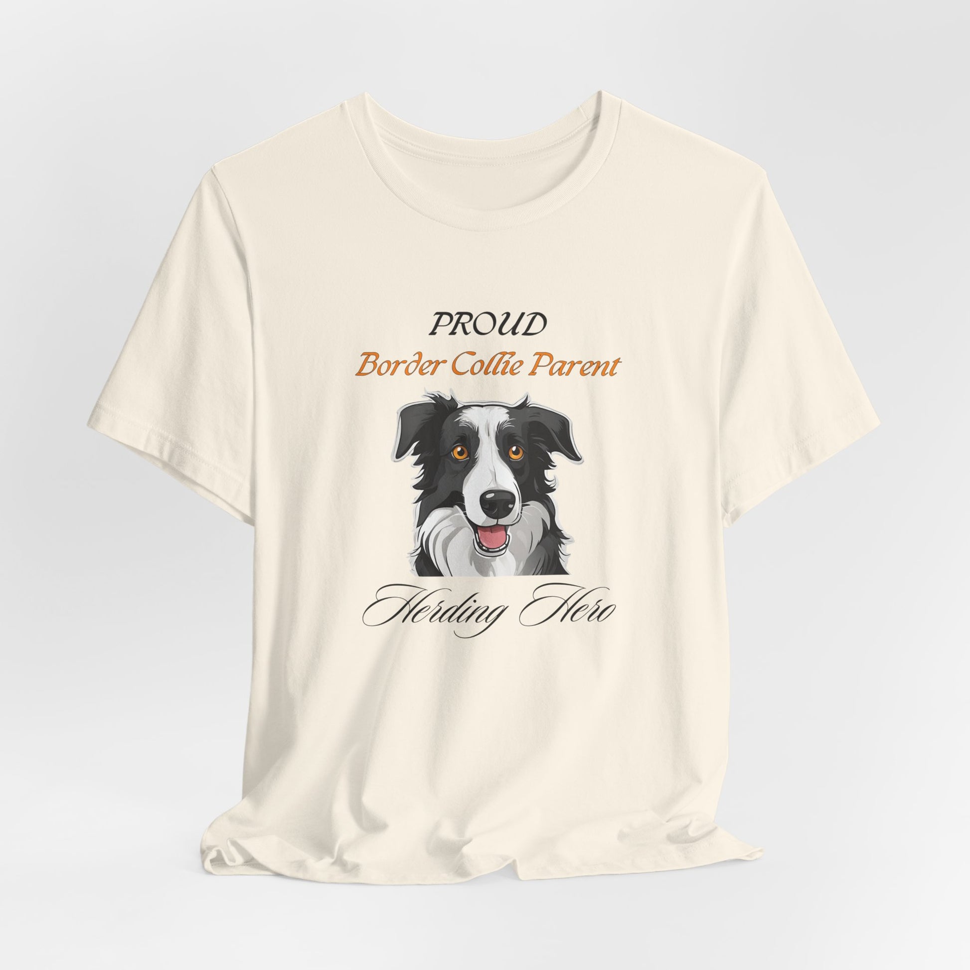 Proud Border Collie Parent t-shirt in Yellow, flat lay