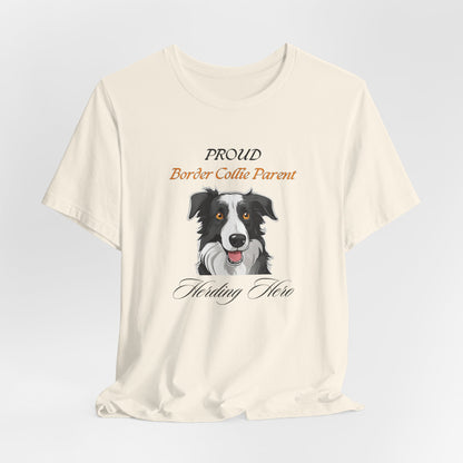 Proud Border Collie Parent t-shirt in Yellow, flat lay