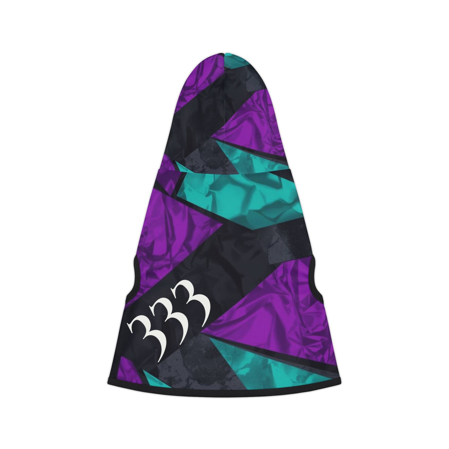 Contoured hood on angel number dog hoodie