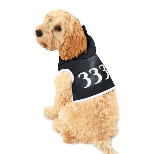 dog hoodie with 333 angel number cosmic back print