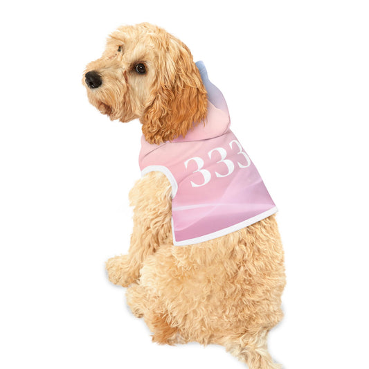Pastel pink and lavender pet hoodie with 333 angel number