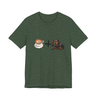 Coffee and Dachshunds T-Shirt — Red — funny Dachshund tee — SniffWaggleNWalk™