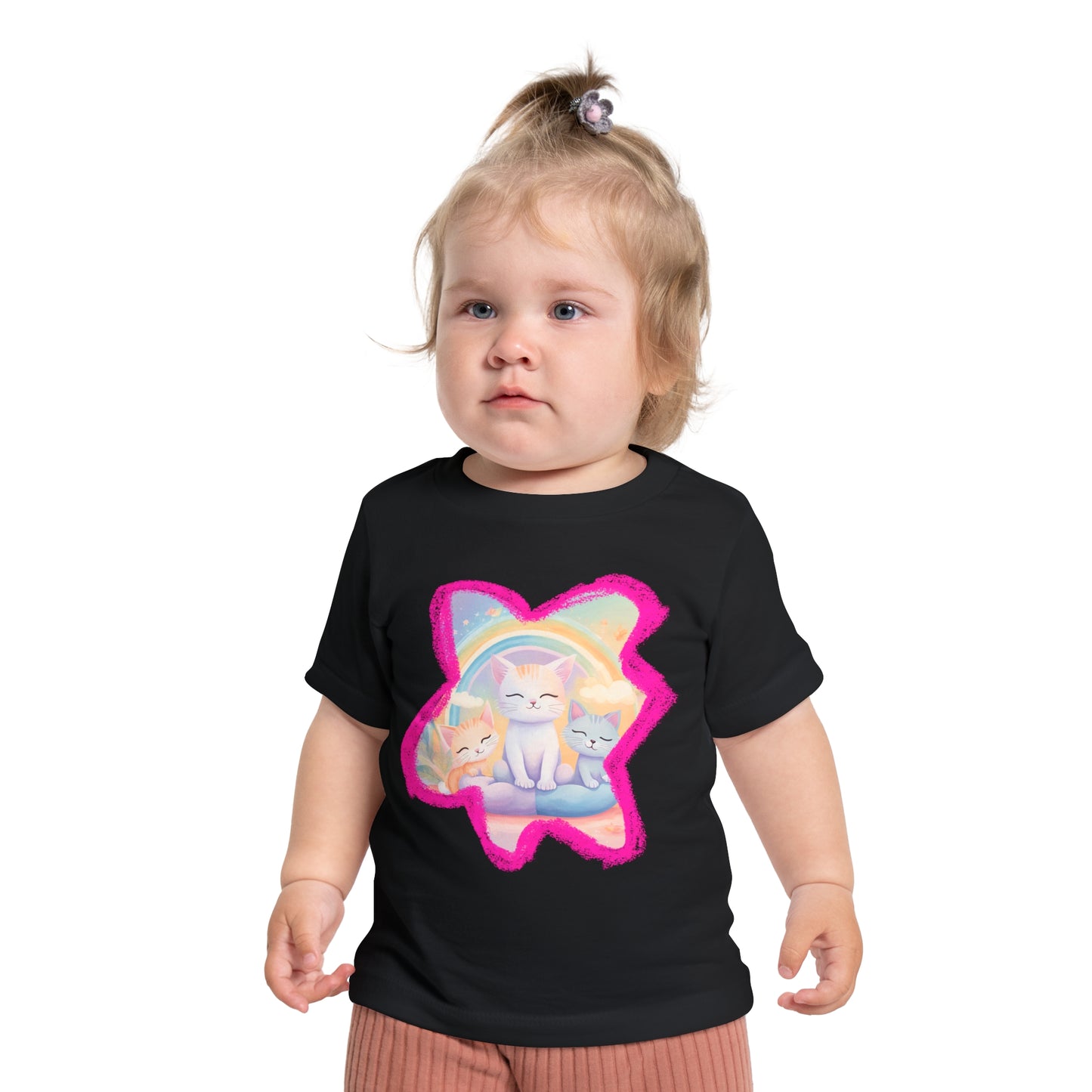 🐱 Adorable Cats & Rainbows Baby T-Shirt – Soft, Stylish & Durable! 🌈-Sniffwaggleandwalk™