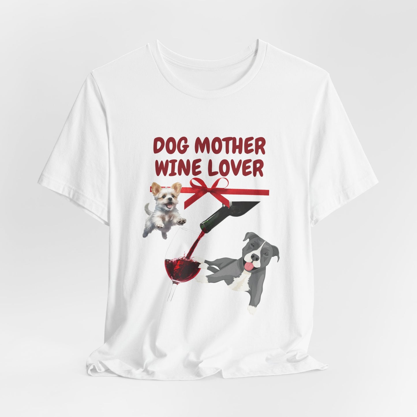 Dog Mother Wine Lover t-shirt in White, flat lay