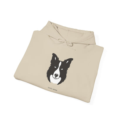 Border Collie Dog Mum hoodie shown in light colourway