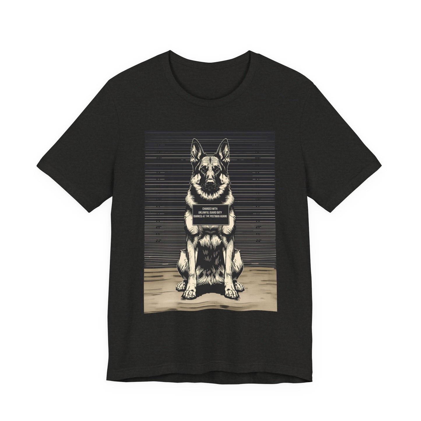 German Shepherd True Crime Night Shift t-shirt folded flat, black