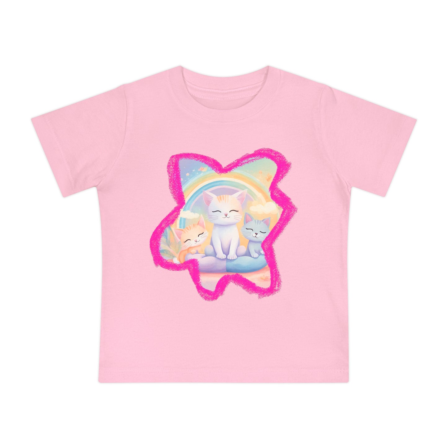 🐱 Adorable Cats & Rainbows Baby T-Shirt – Soft, Stylish & Durable! 🌈-Sniffwaggleandwalk™