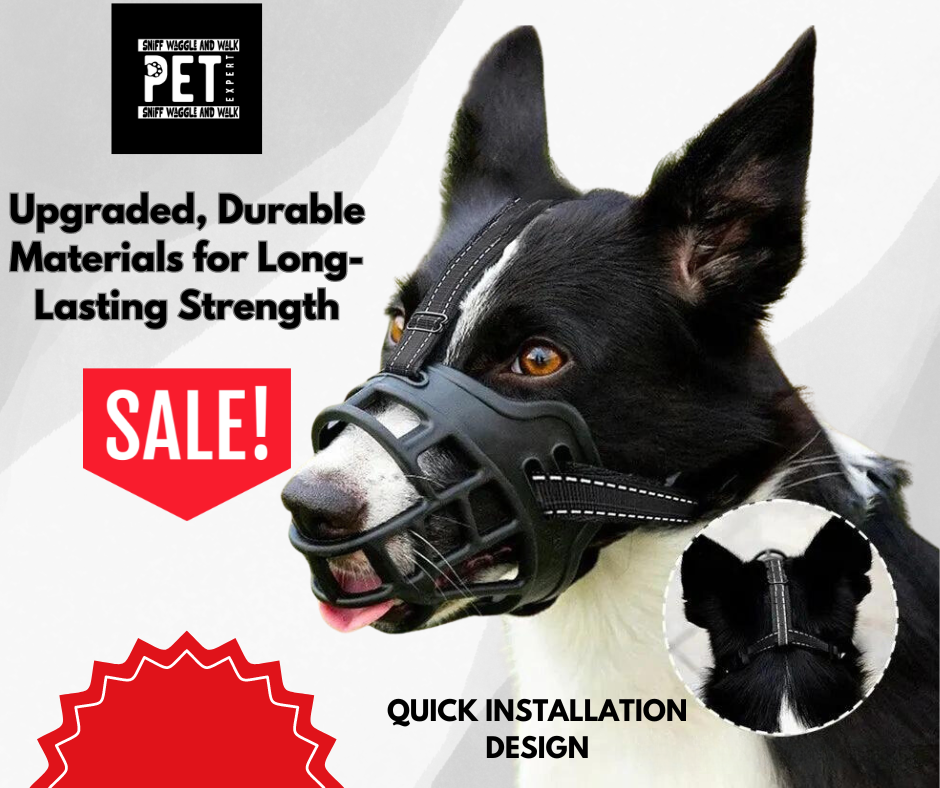 Adjustable Dog Muzzle: Soft Silicone Breathable Basket Design. Sniffwaggleandwalk™