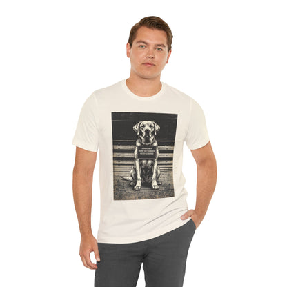 Labrador True Crime Night Shift t-shirt, white, back view